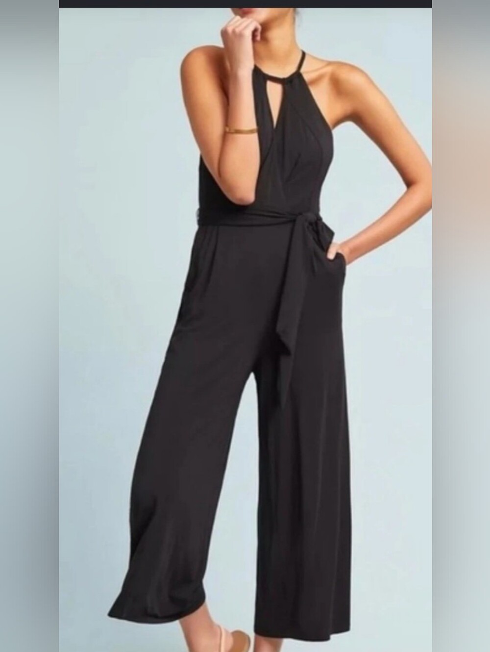 🌞SALE Anthropologie Maeve Black Jumpsuit With Pockets, Size XL